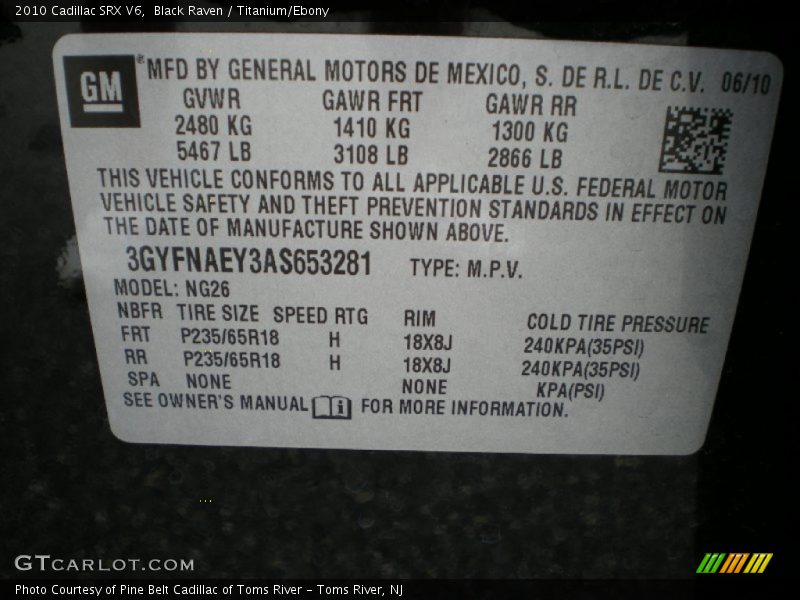 Black Raven / Titanium/Ebony 2010 Cadillac SRX V6