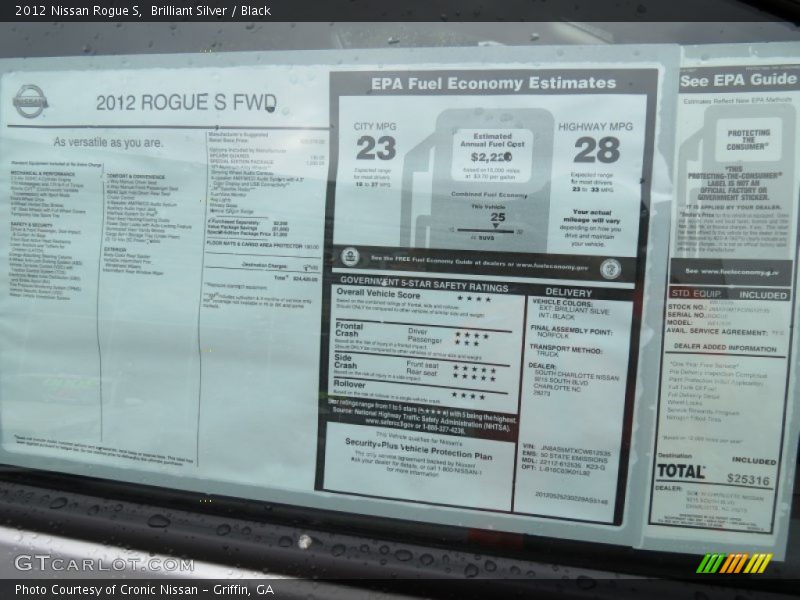 Brilliant Silver / Black 2012 Nissan Rogue S