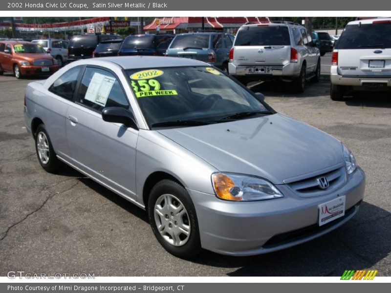 Satin Silver Metallic / Black 2002 Honda Civic LX Coupe