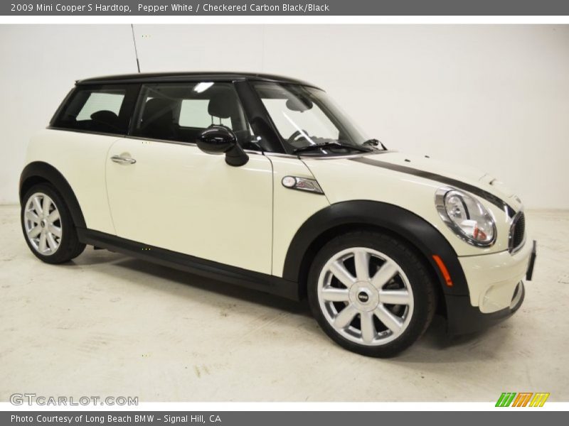 Pepper White / Checkered Carbon Black/Black 2009 Mini Cooper S Hardtop