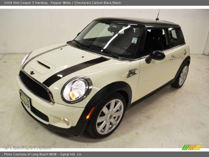 Pepper White / Checkered Carbon Black/Black 2009 Mini Cooper S Hardtop