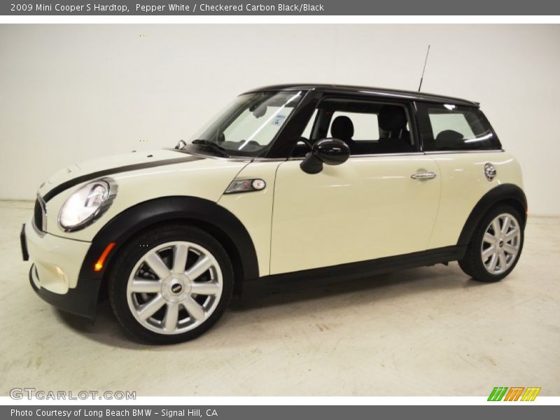 Pepper White / Checkered Carbon Black/Black 2009 Mini Cooper S Hardtop