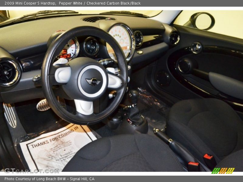 Pepper White / Checkered Carbon Black/Black 2009 Mini Cooper S Hardtop