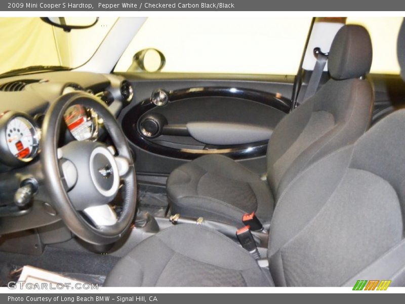 Pepper White / Checkered Carbon Black/Black 2009 Mini Cooper S Hardtop