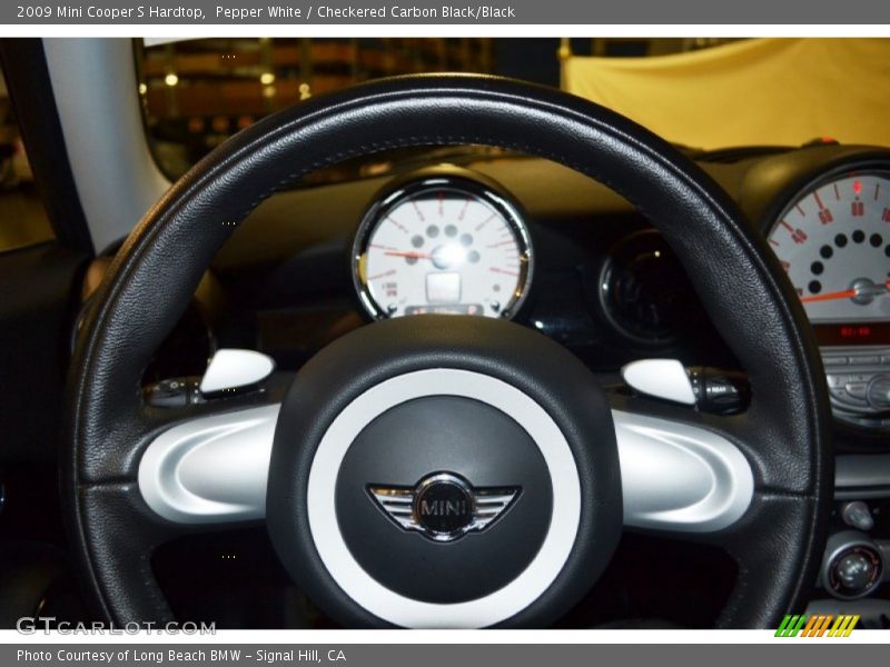 Pepper White / Checkered Carbon Black/Black 2009 Mini Cooper S Hardtop