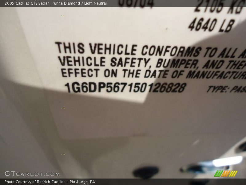 White Diamond / Light Neutral 2005 Cadillac CTS Sedan
