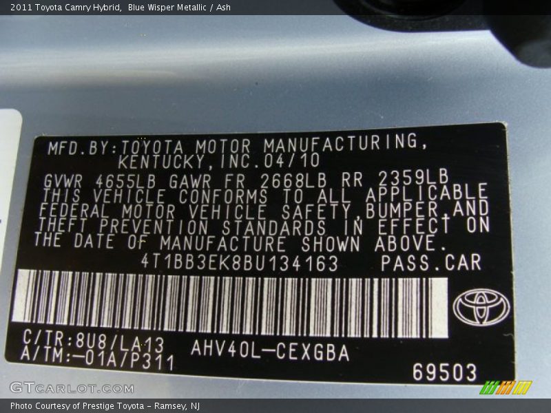 Blue Wisper Metallic / Ash 2011 Toyota Camry Hybrid