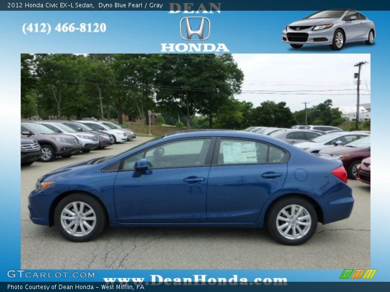 Dyno Blue Pearl / Gray 2012 Honda Civic EX-L Sedan