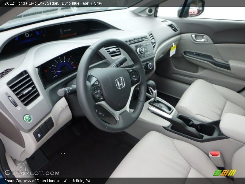 Dyno Blue Pearl / Gray 2012 Honda Civic EX-L Sedan