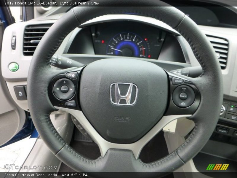 Dyno Blue Pearl / Gray 2012 Honda Civic EX-L Sedan