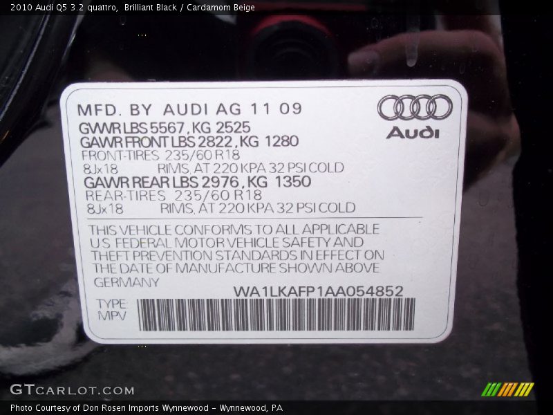 Brilliant Black / Cardamom Beige 2010 Audi Q5 3.2 quattro