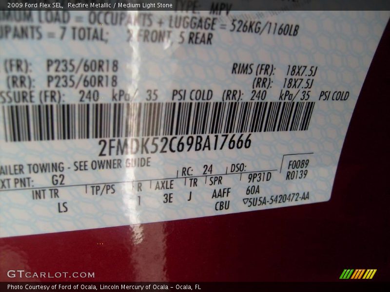 Redfire Metallic / Medium Light Stone 2009 Ford Flex SEL