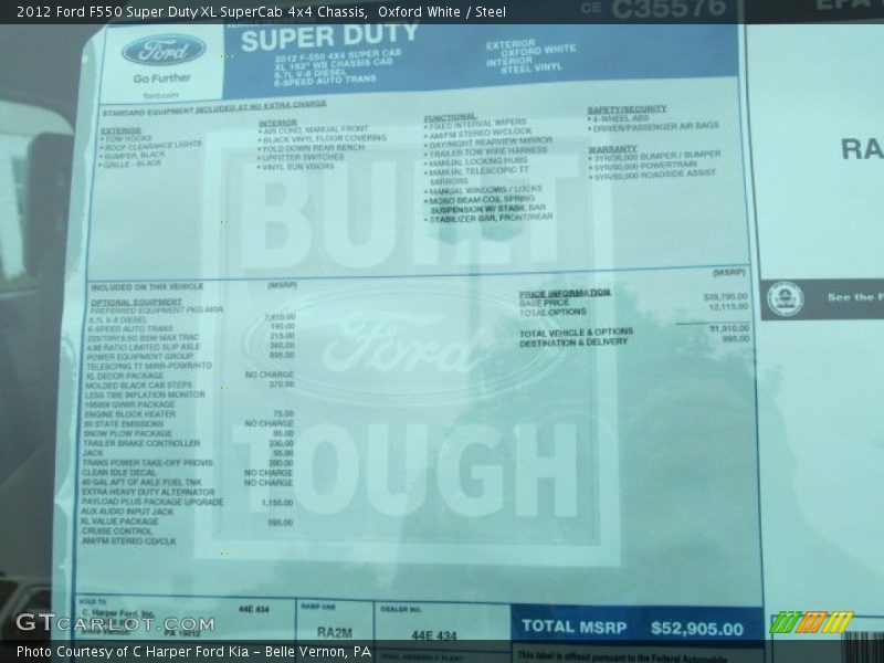 Oxford White / Steel 2012 Ford F550 Super Duty XL SuperCab 4x4 Chassis