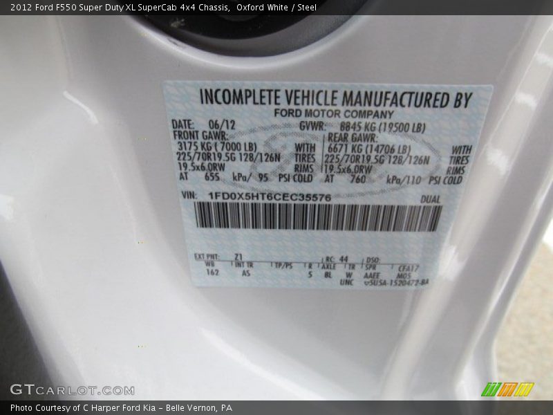 Oxford White / Steel 2012 Ford F550 Super Duty XL SuperCab 4x4 Chassis