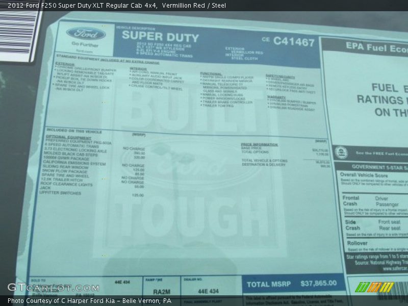 Vermillion Red / Steel 2012 Ford F250 Super Duty XLT Regular Cab 4x4