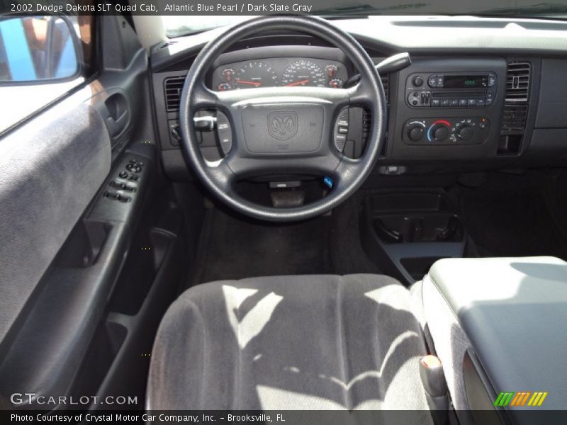 Atlantic Blue Pearl / Dark Slate Gray 2002 Dodge Dakota SLT Quad Cab