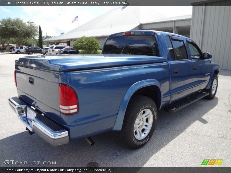 Atlantic Blue Pearl / Dark Slate Gray 2002 Dodge Dakota SLT Quad Cab