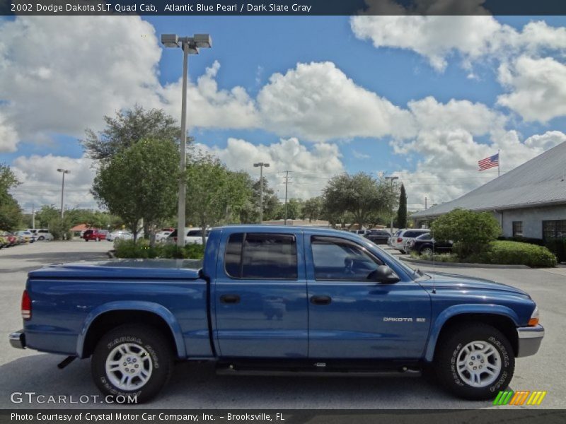 Atlantic Blue Pearl / Dark Slate Gray 2002 Dodge Dakota SLT Quad Cab