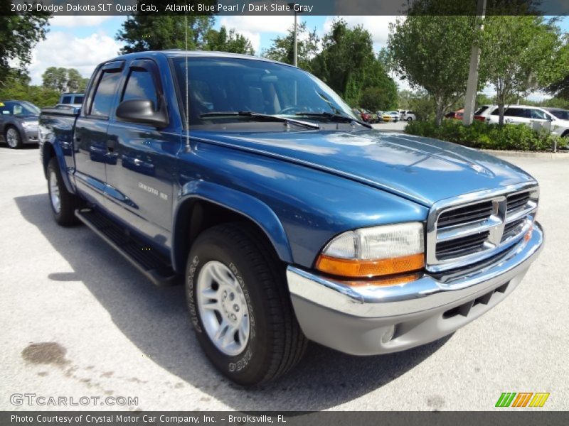 Atlantic Blue Pearl / Dark Slate Gray 2002 Dodge Dakota SLT Quad Cab