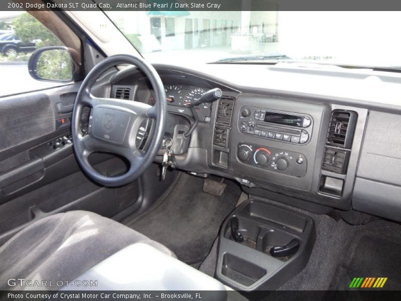 Atlantic Blue Pearl / Dark Slate Gray 2002 Dodge Dakota SLT Quad Cab