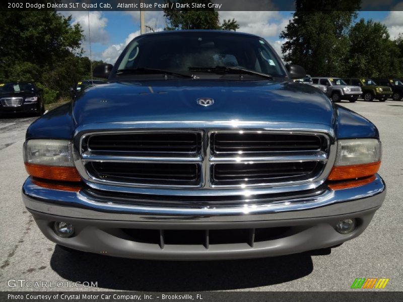 Atlantic Blue Pearl / Dark Slate Gray 2002 Dodge Dakota SLT Quad Cab
