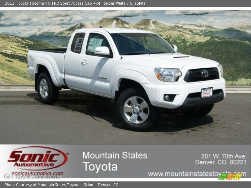 Super White / Graphite 2012 Toyota Tacoma V6 TRD Sport Access Cab 4x4
