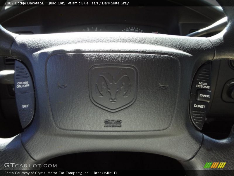 Atlantic Blue Pearl / Dark Slate Gray 2002 Dodge Dakota SLT Quad Cab