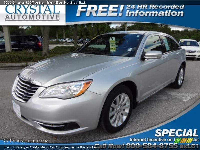 Bright Silver Metallic / Black 2011 Chrysler 200 Touring