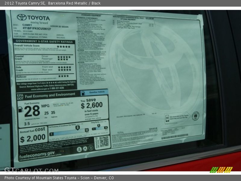 Barcelona Red Metallic / Black 2012 Toyota Camry SE