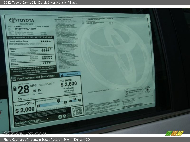 Classic Silver Metallic / Black 2012 Toyota Camry SE