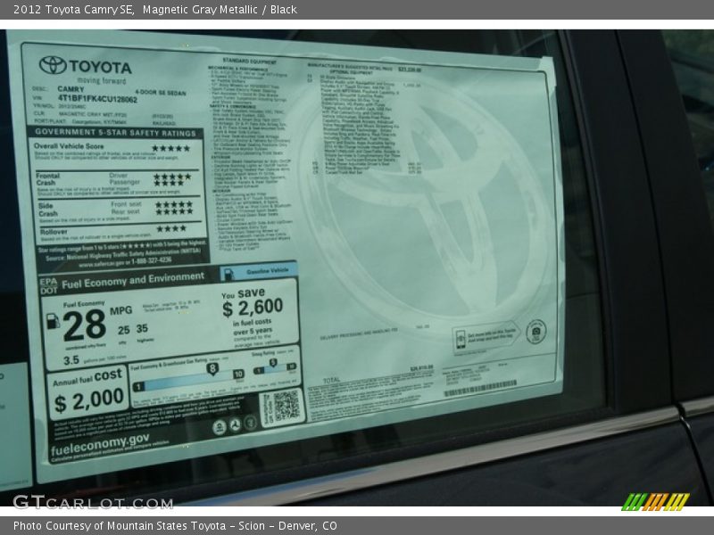 Magnetic Gray Metallic / Black 2012 Toyota Camry SE
