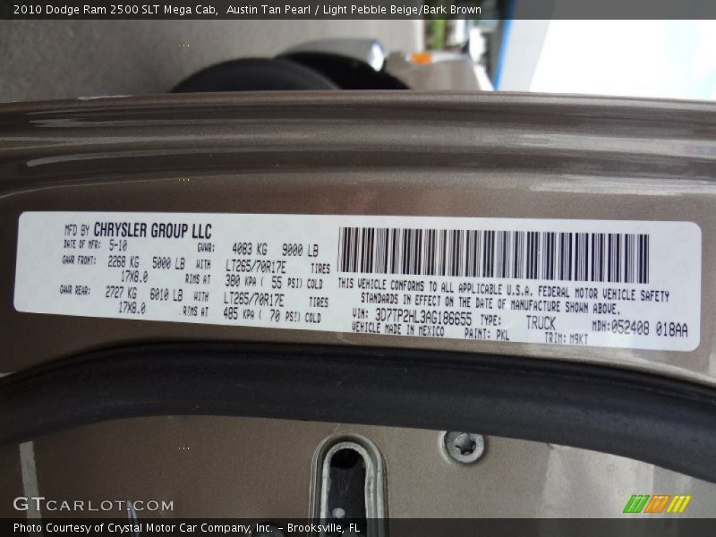 Austin Tan Pearl / Light Pebble Beige/Bark Brown 2010 Dodge Ram 2500 SLT Mega Cab