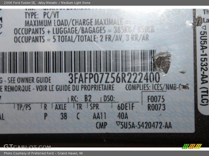 Alloy Metallic / Medium Light Stone 2006 Ford Fusion SE