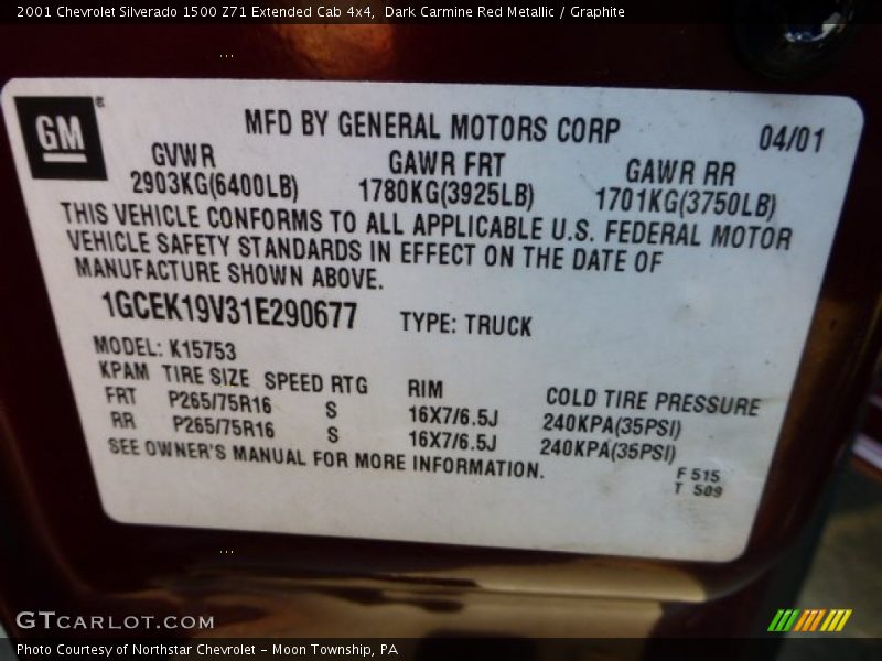 Dark Carmine Red Metallic / Graphite 2001 Chevrolet Silverado 1500 Z71 Extended Cab 4x4