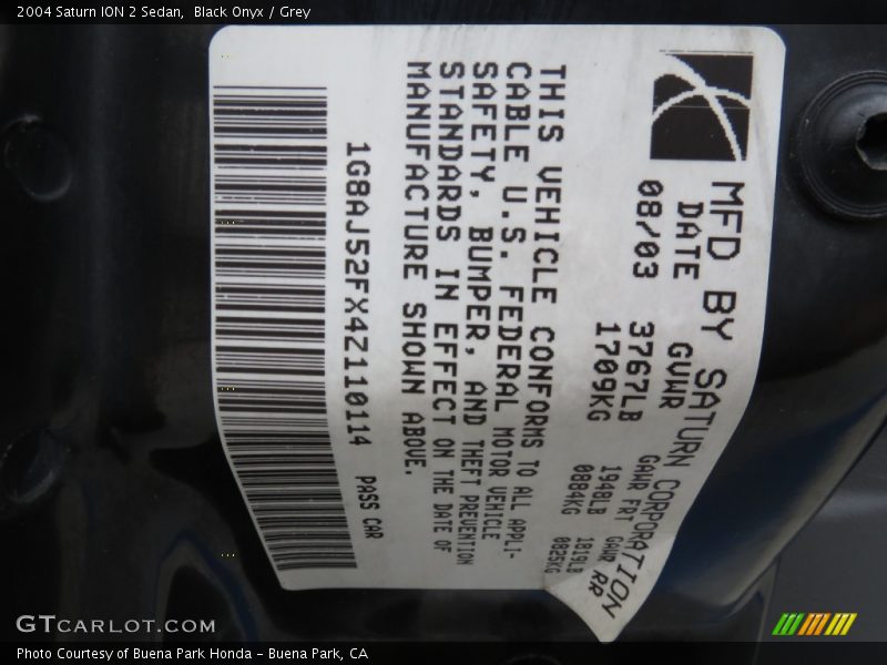 Black Onyx / Grey 2004 Saturn ION 2 Sedan