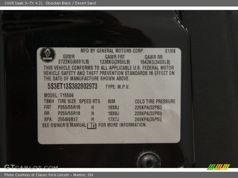 Obsidian Black / Desert Sand 2008 Saab 9-7X 4.2i