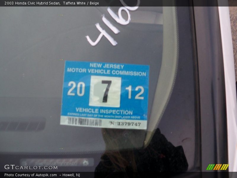 Taffeta White / Beige 2003 Honda Civic Hybrid Sedan