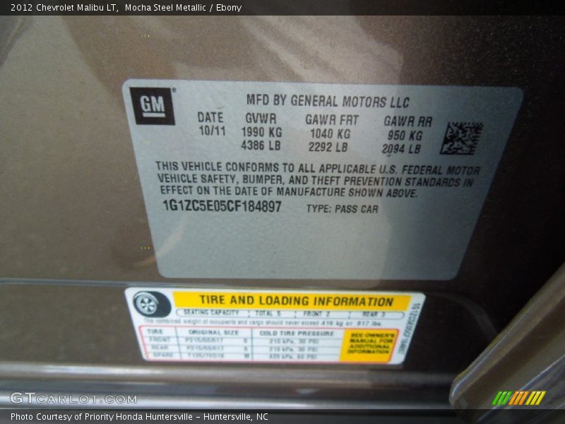 Mocha Steel Metallic / Ebony 2012 Chevrolet Malibu LT