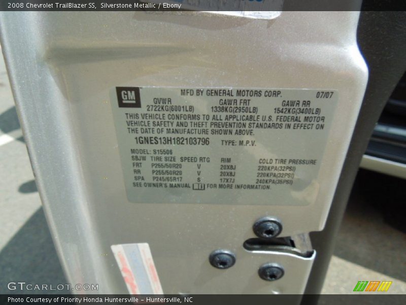 Silverstone Metallic / Ebony 2008 Chevrolet TrailBlazer SS
