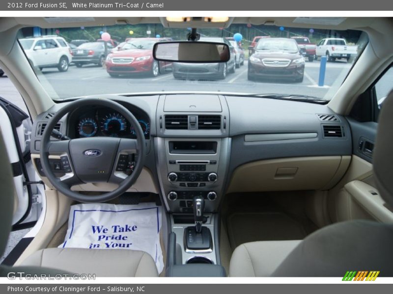 White Platinum Tri-Coat / Camel 2012 Ford Fusion SE