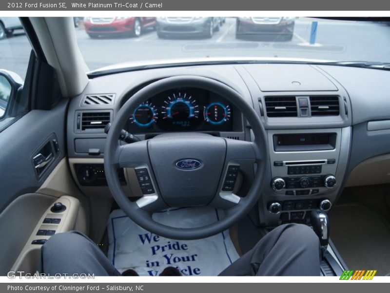White Platinum Tri-Coat / Camel 2012 Ford Fusion SE