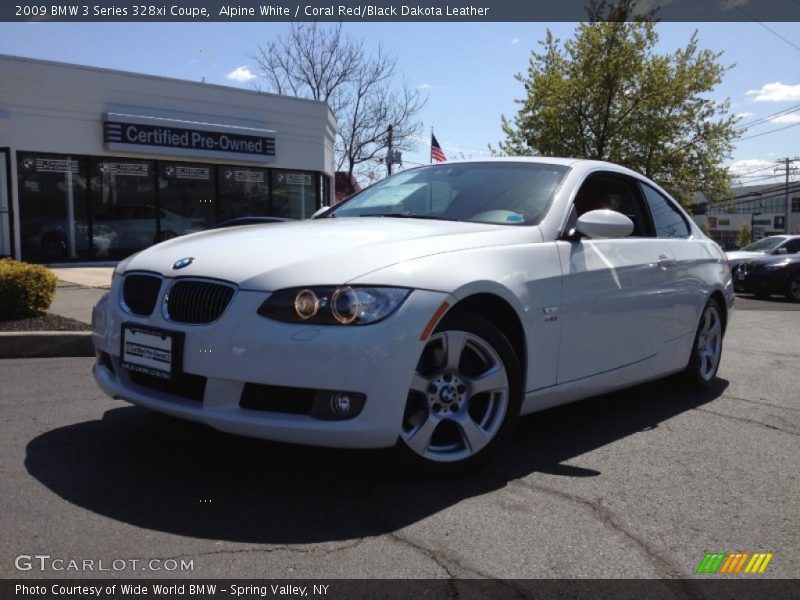 Alpine White / Coral Red/Black Dakota Leather 2009 BMW 3 Series 328xi Coupe