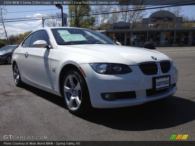 Alpine White / Coral Red/Black Dakota Leather 2009 BMW 3 Series 328xi Coupe