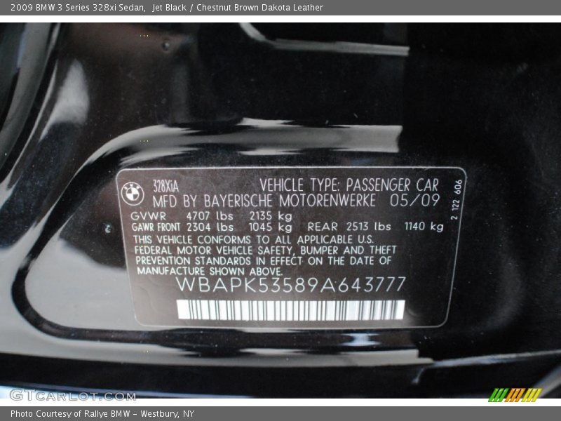 Jet Black / Chestnut Brown Dakota Leather 2009 BMW 3 Series 328xi Sedan