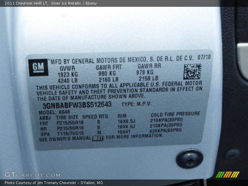 Silver Ice Metallic / Ebony 2011 Chevrolet HHR LT