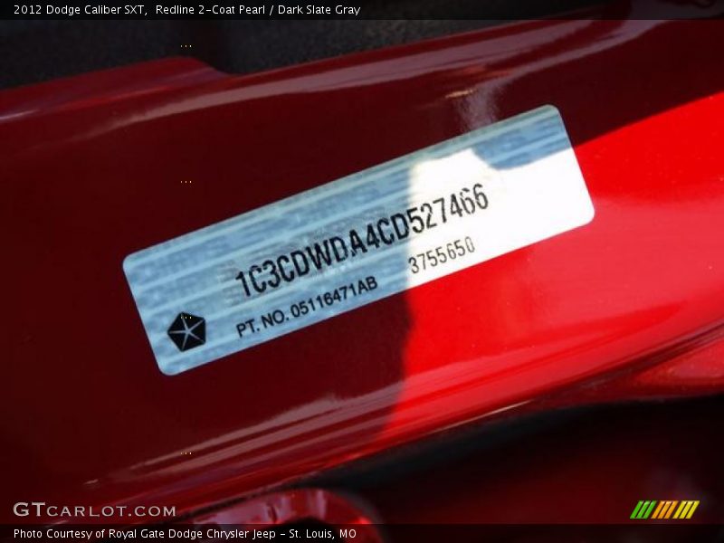 Redline 2-Coat Pearl / Dark Slate Gray 2012 Dodge Caliber SXT