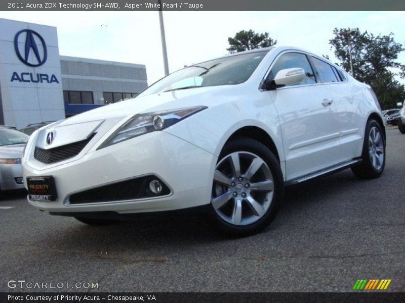 Aspen White Pearl / Taupe 2011 Acura ZDX Technology SH-AWD