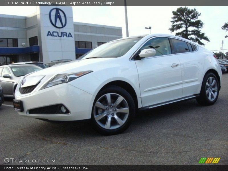 Aspen White Pearl / Taupe 2011 Acura ZDX Technology SH-AWD