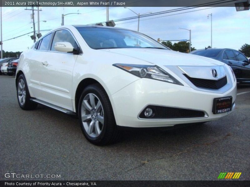 Aspen White Pearl / Taupe 2011 Acura ZDX Technology SH-AWD