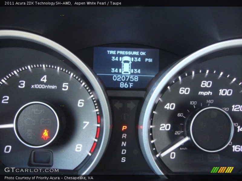 Aspen White Pearl / Taupe 2011 Acura ZDX Technology SH-AWD